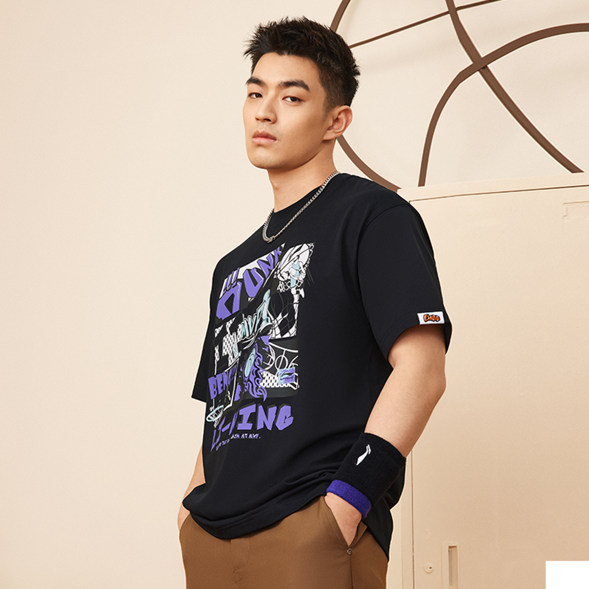 李宁正品男女透气短袖文化衫