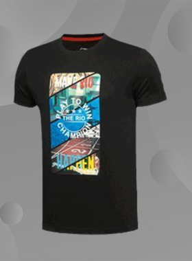 李宁正品男子夏季新款吸汗透气纯棉圆领运动短袖T恤 AHSM199