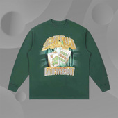 李宁X1807限定联名少不入川纯棉印花打底秋冬绿长袖 T恤AHSR647