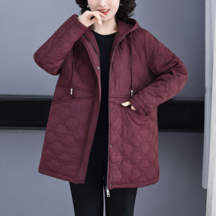 加肥加大 外套新款 50岁胖妈妈棉服轻薄棉袄洋气中老年女装 显瘦大码