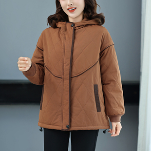 轻薄夹棉洋气外套上衣 小个子超好看棉袄胖妈妈装 特大码 棉服女冬季