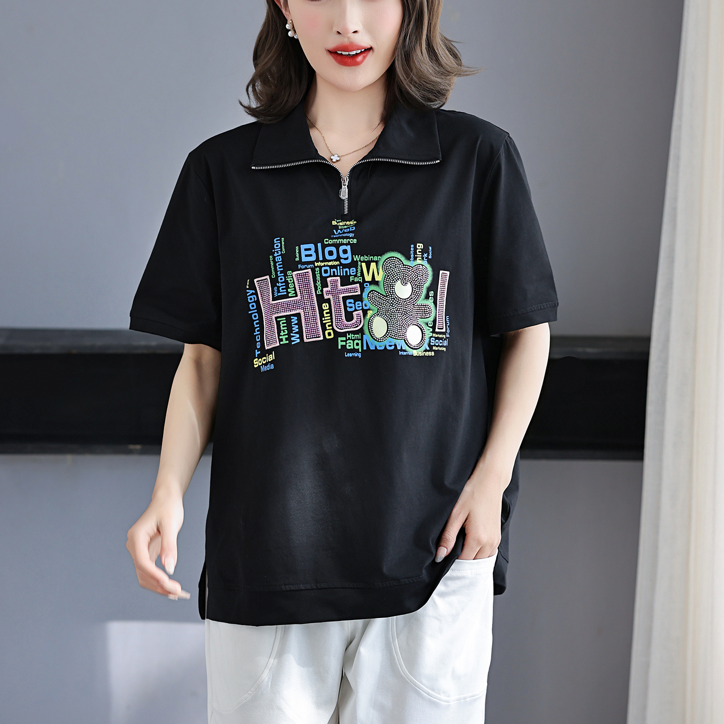 50多岁妈妈夏装短袖T恤