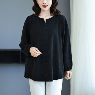 中老年女士t恤外穿高档胖妈妈装 端庄贵气加肥加大阔太太上衣小衫