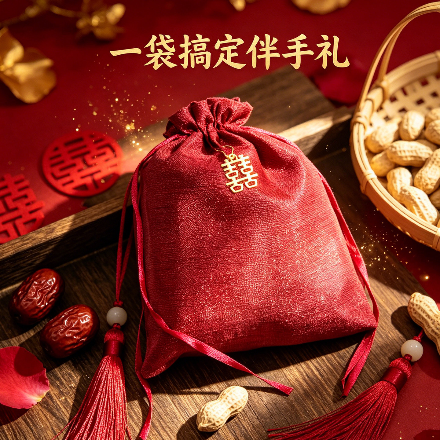 喜糖袋子结婚专用糖果喜糖盒包糖袋瓜子糖纱袋婚庆免折叠喜袋糖袋