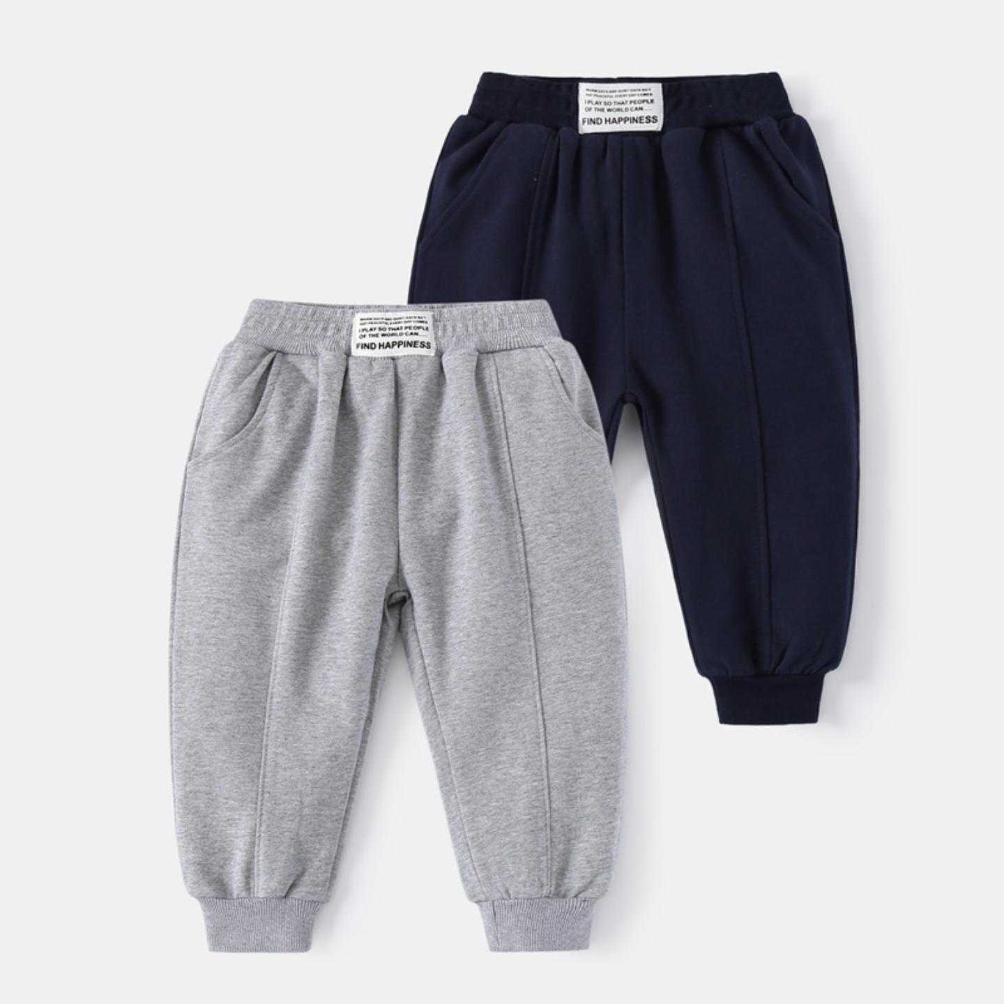儿童运动裤2026新款男童贴标拼接长裤宝宝休闲宽松裤子韩版童装潮