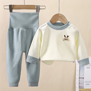 婴儿秋衣套装德绒高腰护肚秋裤男女宝宝长袖分体睡衣德绒儿童套装