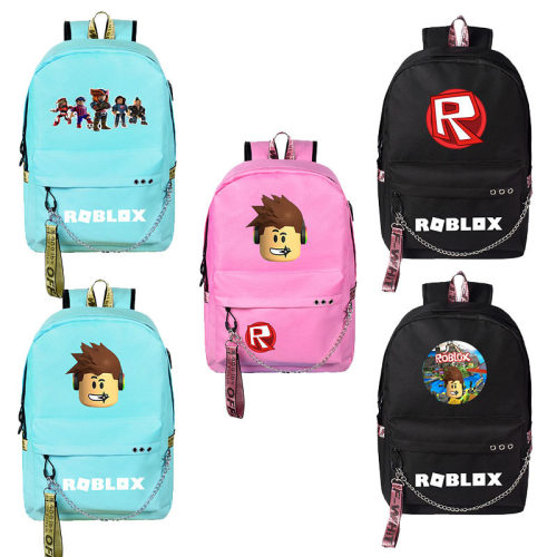 ROBLOX周边书包USB双肩包可充电帆布包卡通印花男女学生休闲书包
