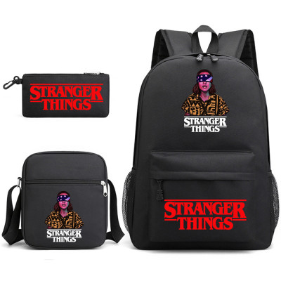 怪奇物语Stranger Things书包双肩背包外贸三件套帆布包学生