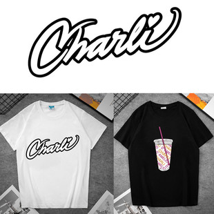 Charli D#39;AmelioT恤夏季圆领时尚卡通印花上衣男女生套头短袖