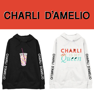 Charli D#39;Amelio连帽卫衣街头男女春秋上衣宽松套头休闲时尚
