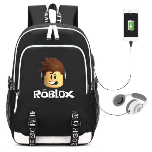 游戏ROBLOX周边书包USB充电双肩包学生帆布包休闲旅行背包大容量