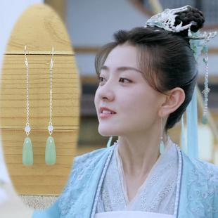 s925银耳钩汉服长款耳饰梁洁双世宠妃3同款耳环小檀古装配饰耳夹