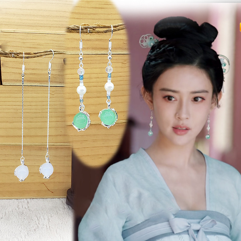 s925银钩超仙长款耳饰浮世双娇传同款耳环浮玉盏精美摄影配饰耳夹