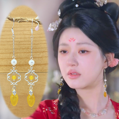 s925银耳钩新中式国风汉服耳饰赵露思苏幕遮珠帘玉幕同款耳环耳夹