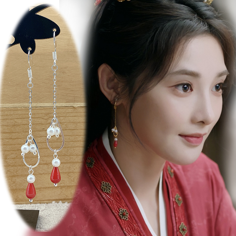 清新自然古装耳饰s925银钩凤凰台上凌苍苍同款耳环彭小苒汉服耳夹