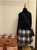 自制2026秋冬新款 格子 复古格纹半身裙半身包裙女童儿童保暖打底裤
