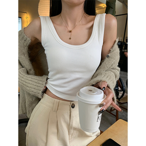 A7seven 背心女春秋季坑条罗纹棉修身显瘦内搭外穿胸垫小吊带马甲