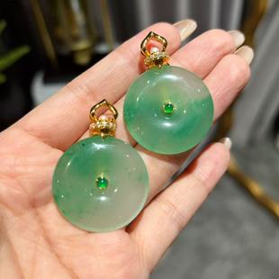 VISING珠宝天然非洲翠大平安扣项链毛衣链吊坠