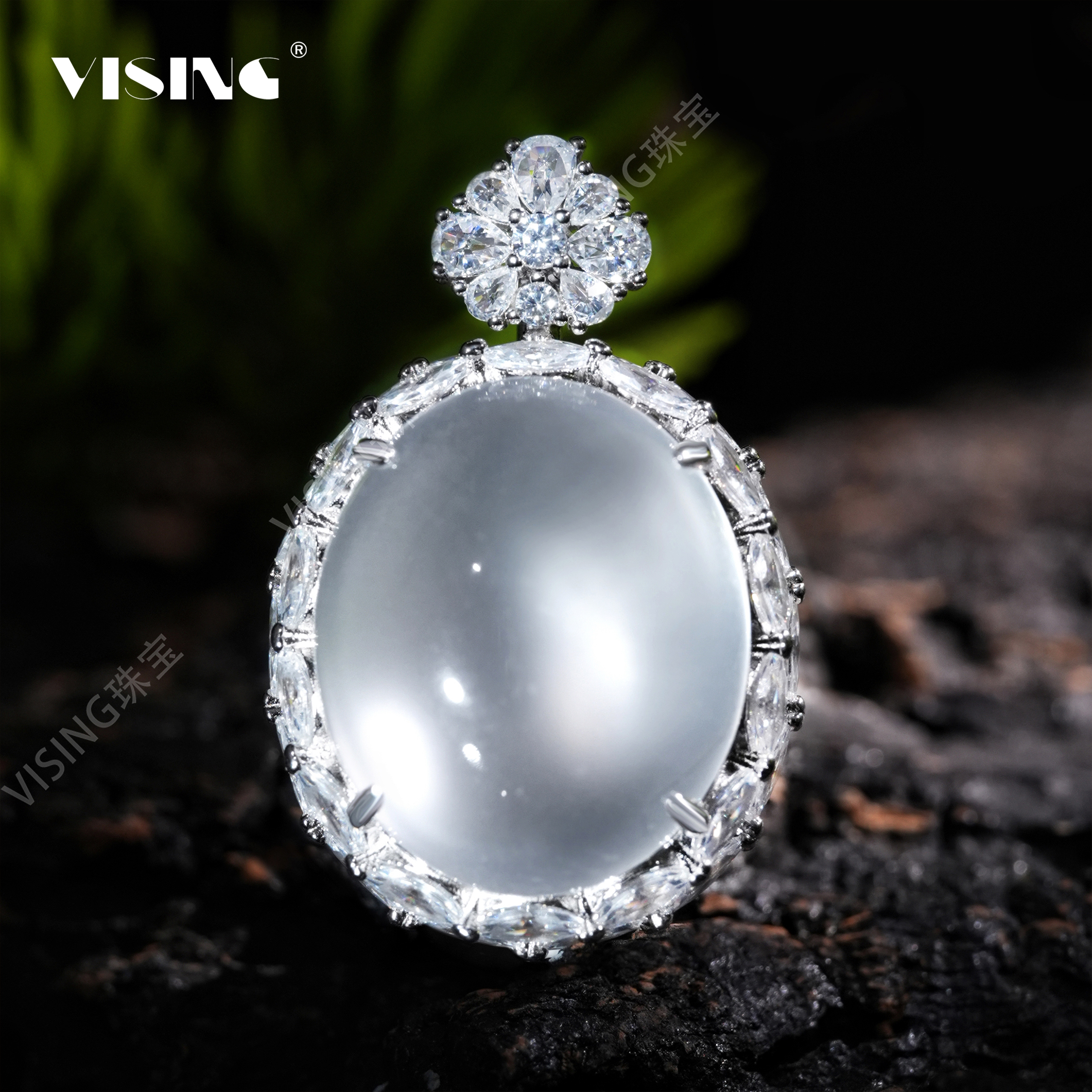 VISING天然石英质玉水沫玉鸽子蛋吊坠新中式国风媲美翡翠