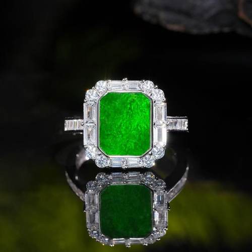 天然A货翡翠无事牌戒指