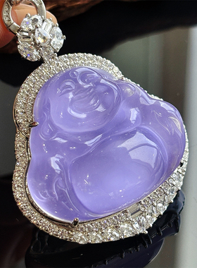 VISING天然石英质玉紫罗兰大佛公紫色弥勒佛吊坠两戴款毛衣链项链