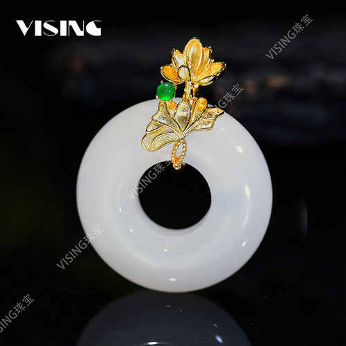 VISING珠宝天然金丝玉吊坠