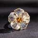 VISING珠宝天然白水晶黄水晶山茶花花朵戒指黄金色设计款