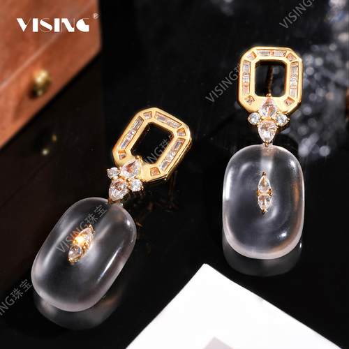 VISING天然水沫玉平安扣耳坠