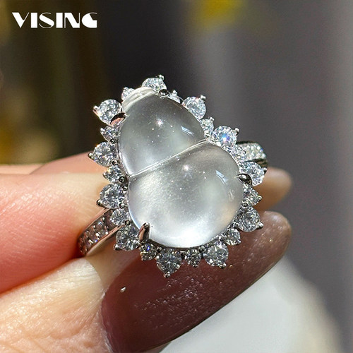 VISING珠宝天然石英质玉水沫玉葫芦戒指手饰新中式国风媲美翡翠