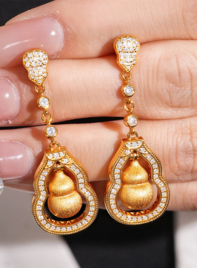 VISING刻丝金色葫芦耳坠耳环耳饰国风首饰耳坠