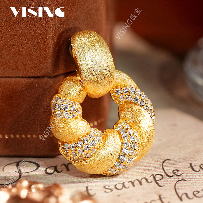 VISING古法手工拉丝工艺福气卷吊坠项链新中式国风