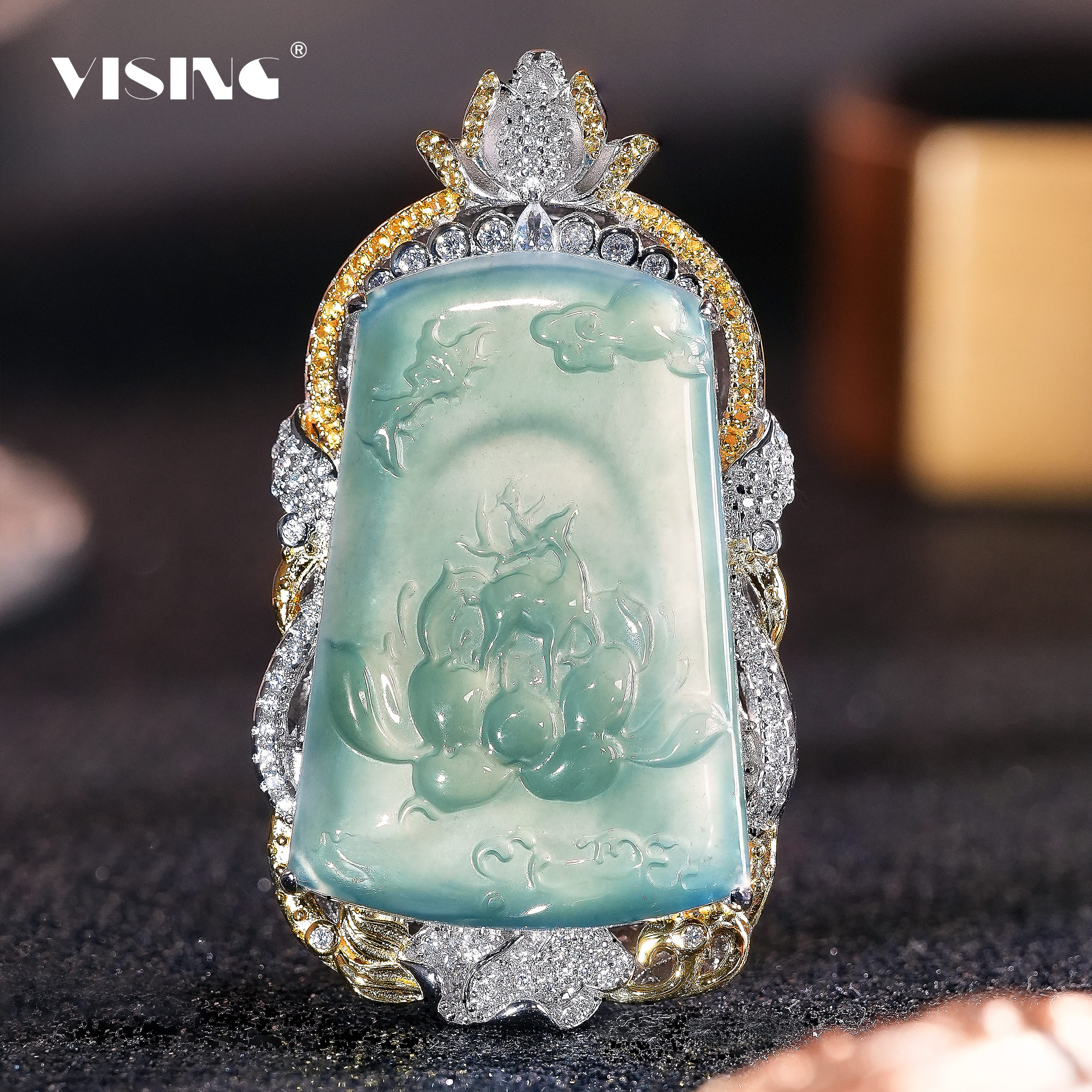 VISING珠宝天然A货冰种蓝水翡翠