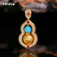 VISING珠宝黄金色培育红宝石仿蓝松睡美人葫芦吊坠S925银