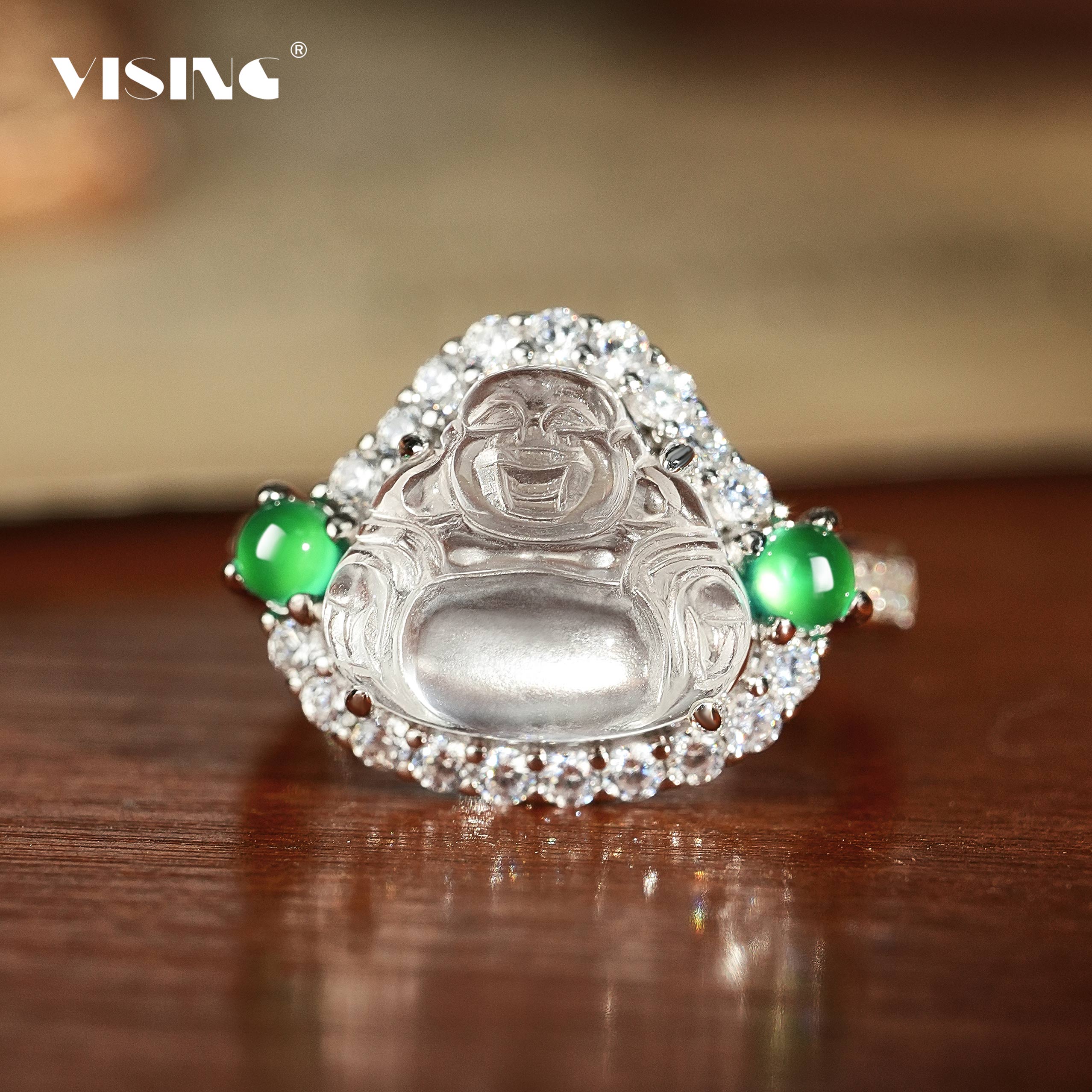 VISING珠宝天然水沫玉戒指