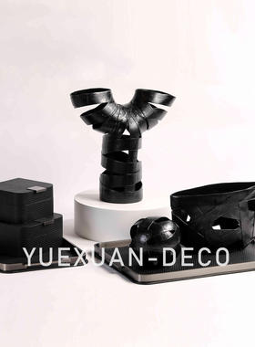 粤萱简约现代铸铝轻奢摆件托盘样板间售楼处酒店会客厅软装摆设