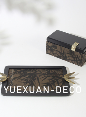 粤萱新中式竹影首饰盒托盘相框摆件售楼处样板间民宿酒店卧室软装