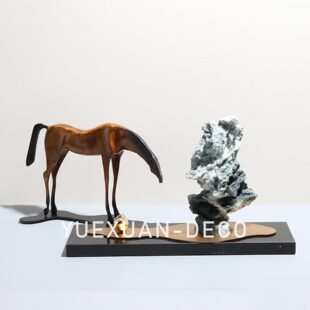 粤萱新中式诗意画卷山石摆件样板房间书房茶室家居柜子软装饰品