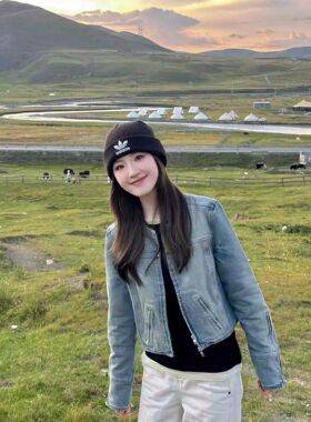 美式复古做旧水洗蓝色牛仔外套女春秋款2025新款百搭短款夹克上衣