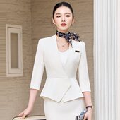 春秋高级感气质女神范职业装 女2026新款 西服短裙 套装 白色西装