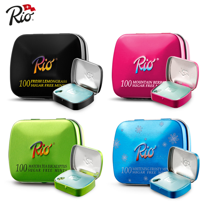 Rio强劲无糖薄荷糖 清新口气糖铁盒口香糖脱困非戒烟糖开车男零食
