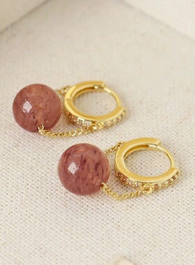 [浆果]Y家秋冬款复古浆果色天然石耳环高级时尚精致百搭耳坠通勤