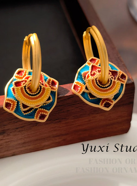【烛染】Y家原创国潮新中式拼色宫廷风耳环高级一款多戴耳饰