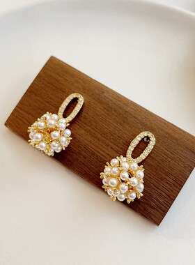 Y家ins风复古锆石珍珠耳环时尚气质轻奢百搭925银针秋冬耳饰