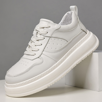 头层牛皮男鞋真皮软底板鞋小白鞋