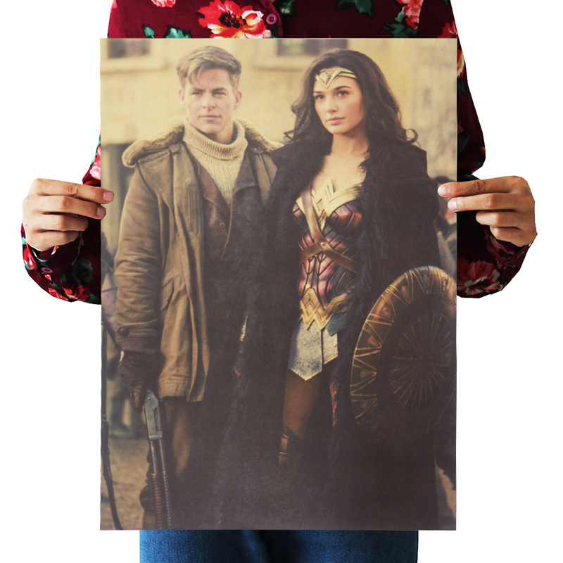 神奇女侠03牛皮纸海报复古电影酒吧咖啡厅装饰海报纸墙贴画