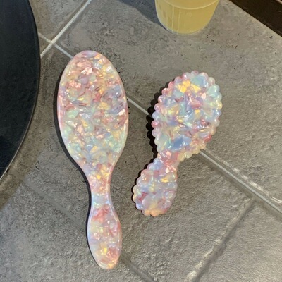 粉色纹理高级加厚8.0醋酸按摩梳可爱少女发梳气囊梳随身便携梳子