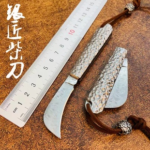小银匠柴刀大马士革钢随身小折刀户外车载防身水果刀具折叠刀EDC
