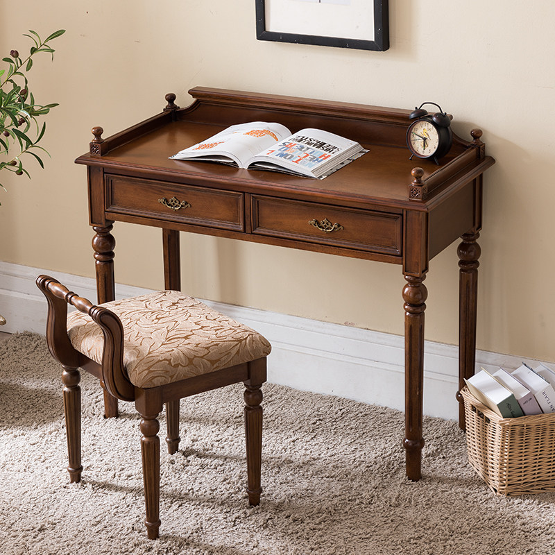 mfys-dbk实美式书桌木家具简房约卧室书桌写字台办公桌书电脑桌子