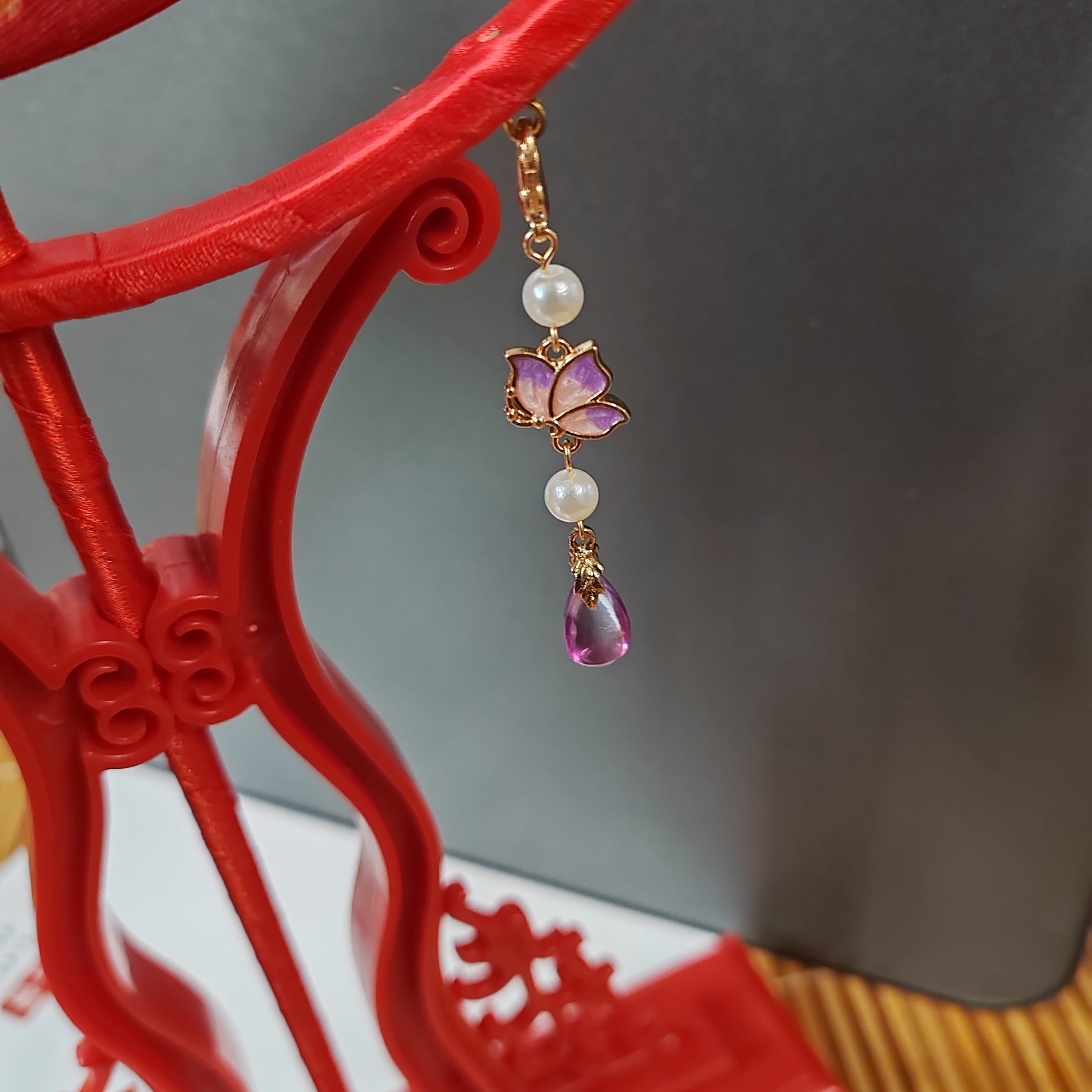 古风新娘团扇流苏可拆卸挂件