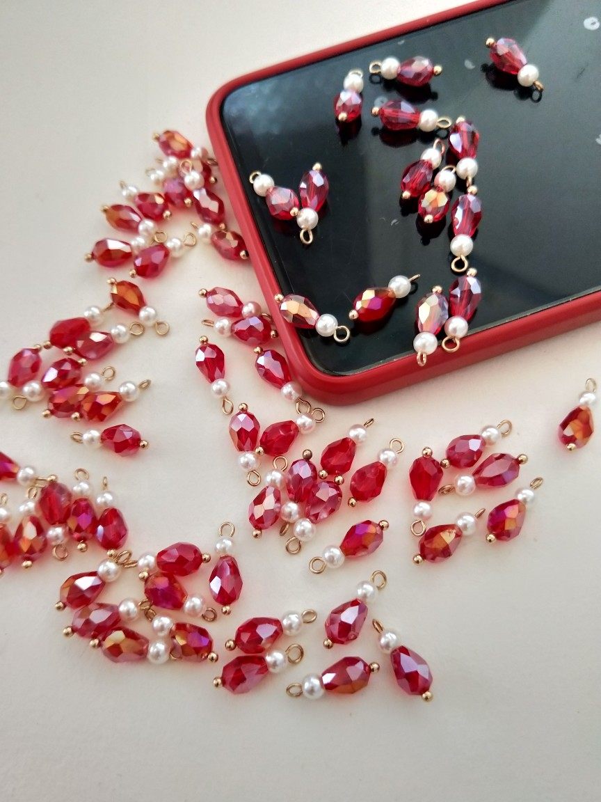 6x9mm红色水滴珠拧好球针